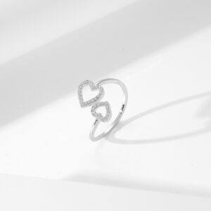 Twinned Hearts Sterling Ring