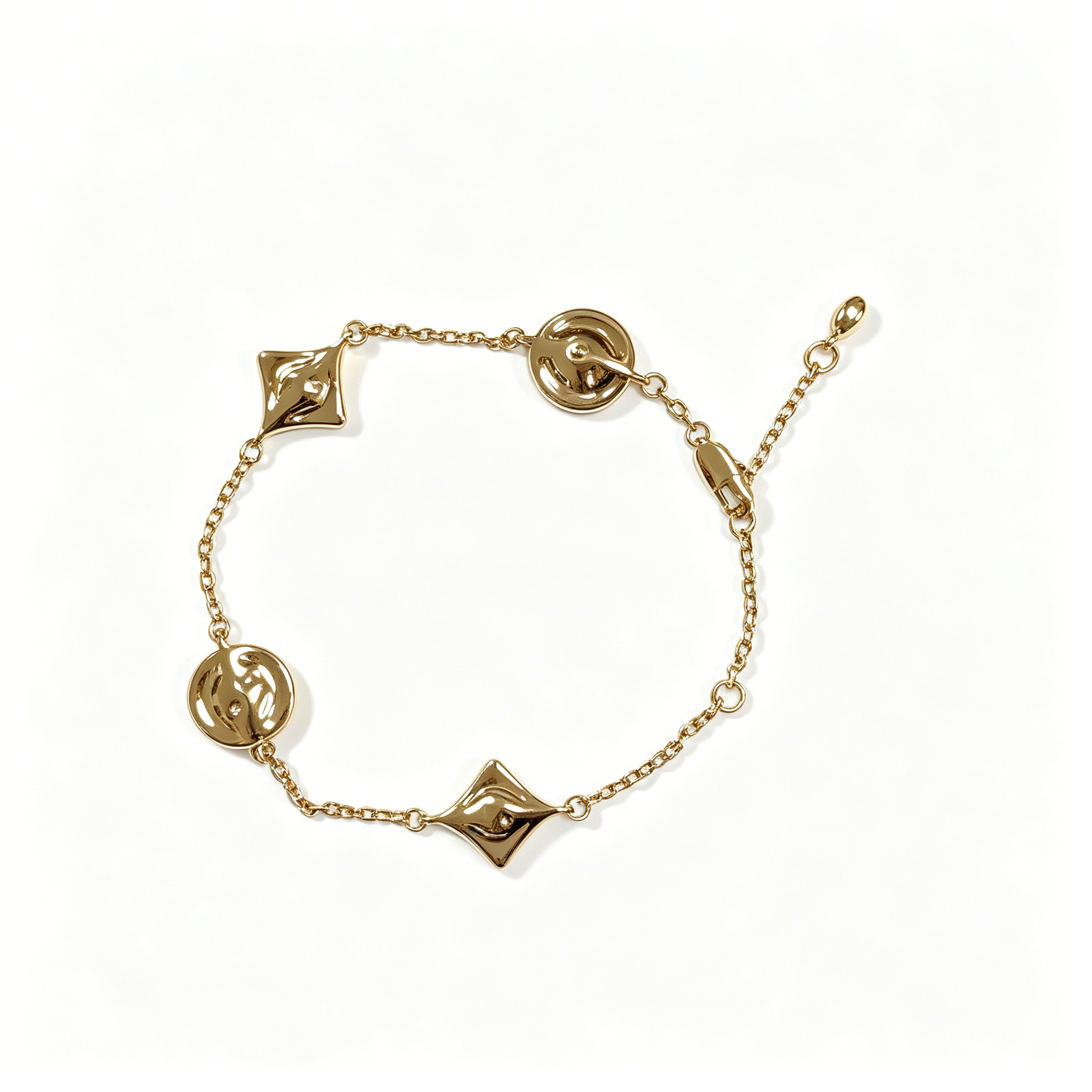 Minimalist Multi-Charm Adjustable Gold Bracelet - 图片 3