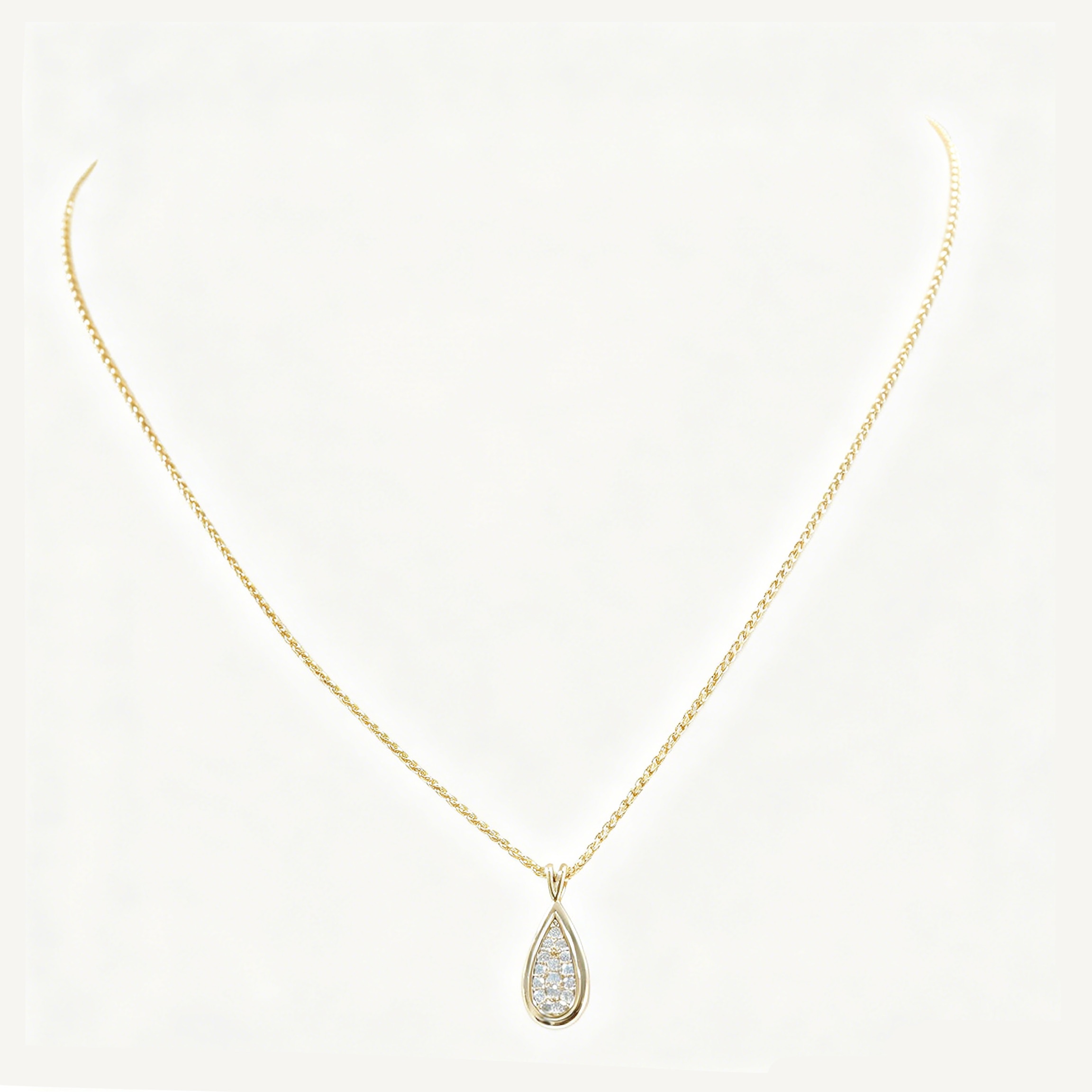 Dainty Teardrop Crystal Gold Thin Chain Necklace For Women - 图片 2