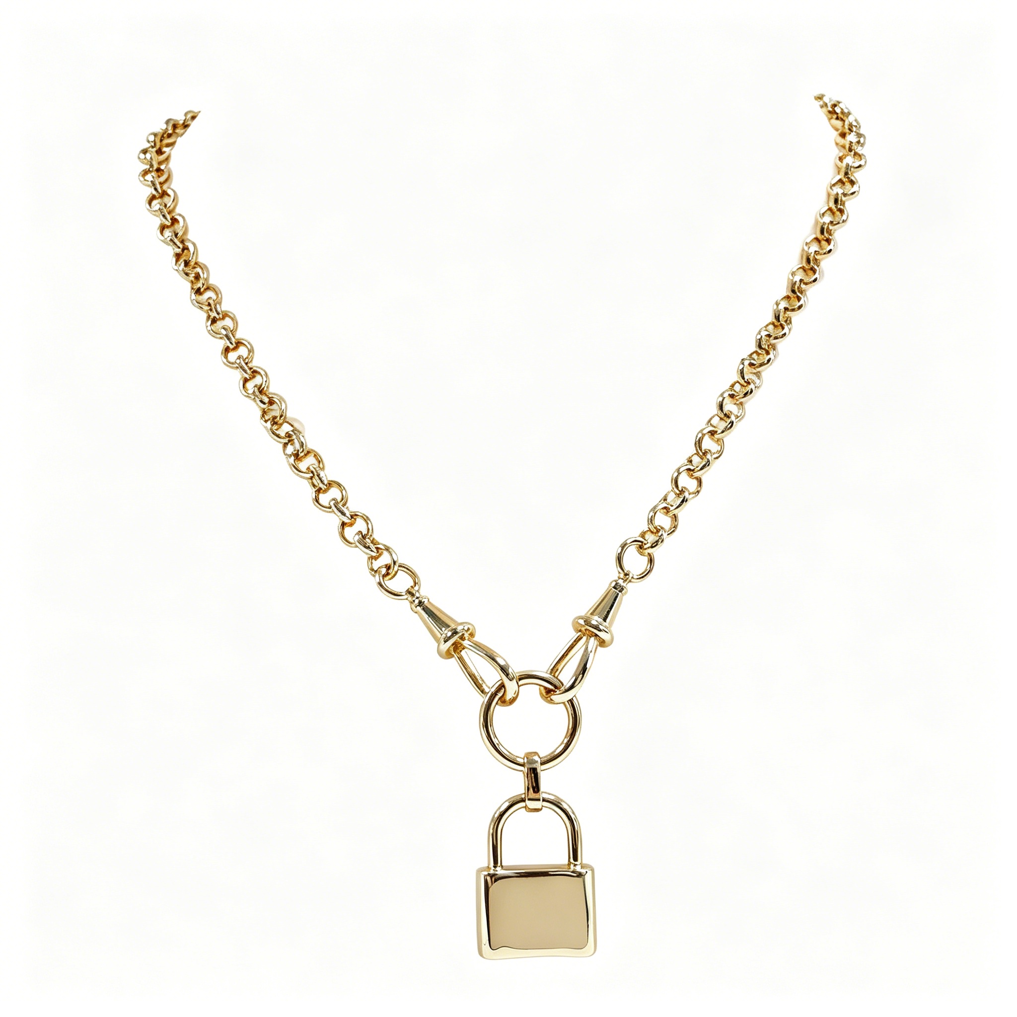 Minimalist Padlock Toggle Chain Necklace Gold - 图片 2