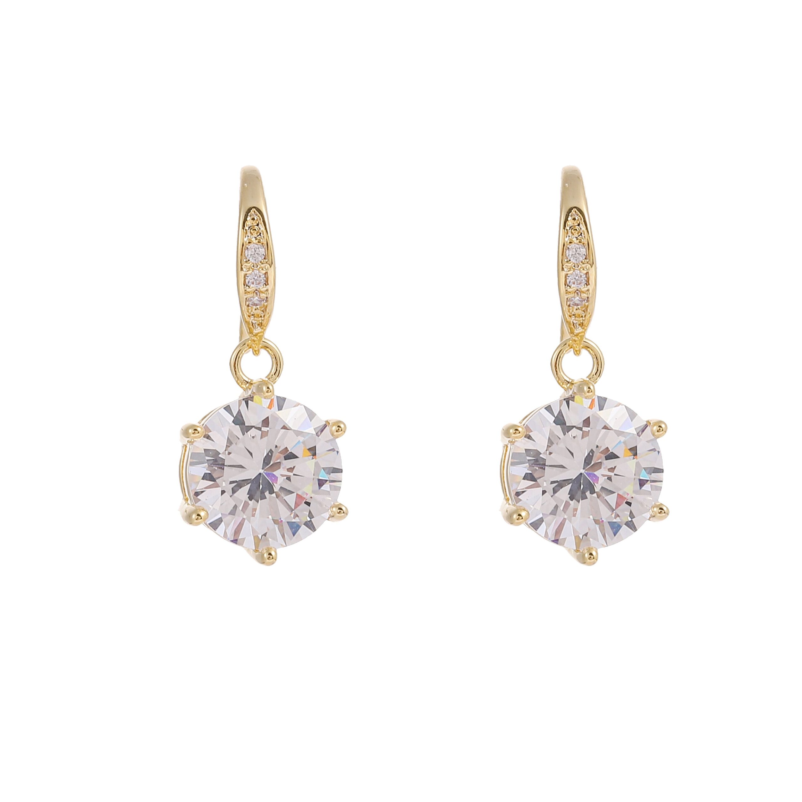 Sparkle Round Zircon Dangle Earrings - 图片 3