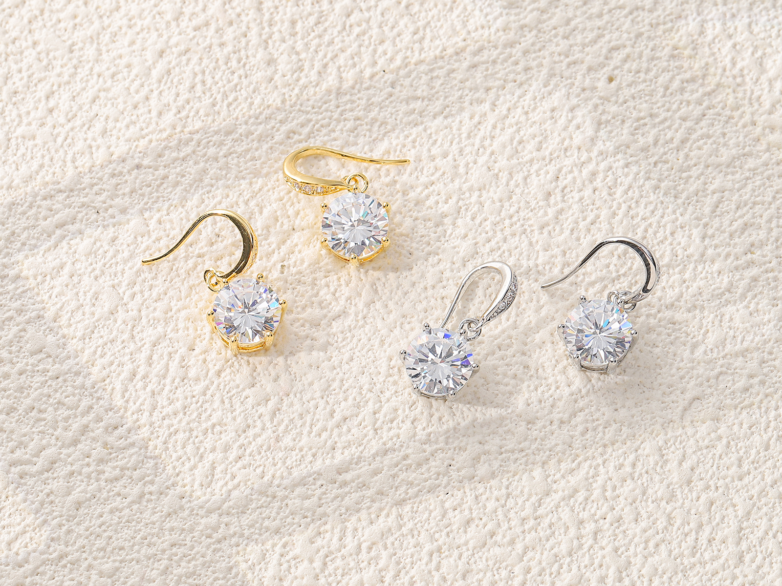 Sparkle Round Zircon Dangle Earrings