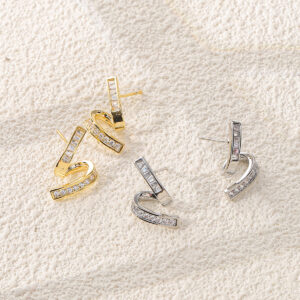 Pave Zircon Curved C Stud Earrings