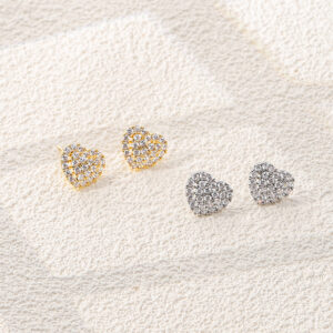 Sparkling Solid Heart Crystal Stud Earrings