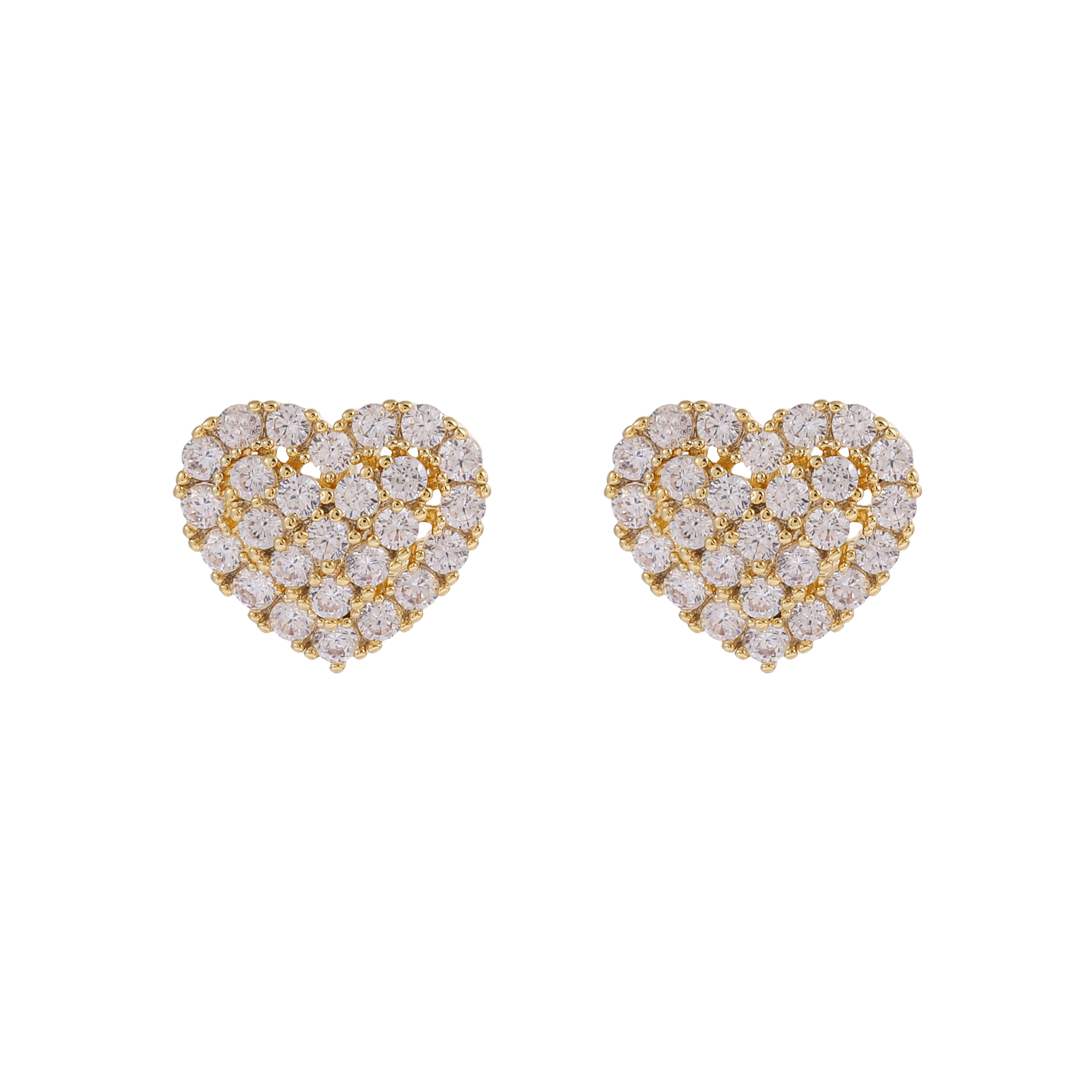 Sparkling Solid Heart Crystal Stud Earrings - 图片 3