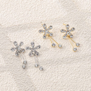 Dainty Multi-Petal Cubic Zirconia Dangling Earrings