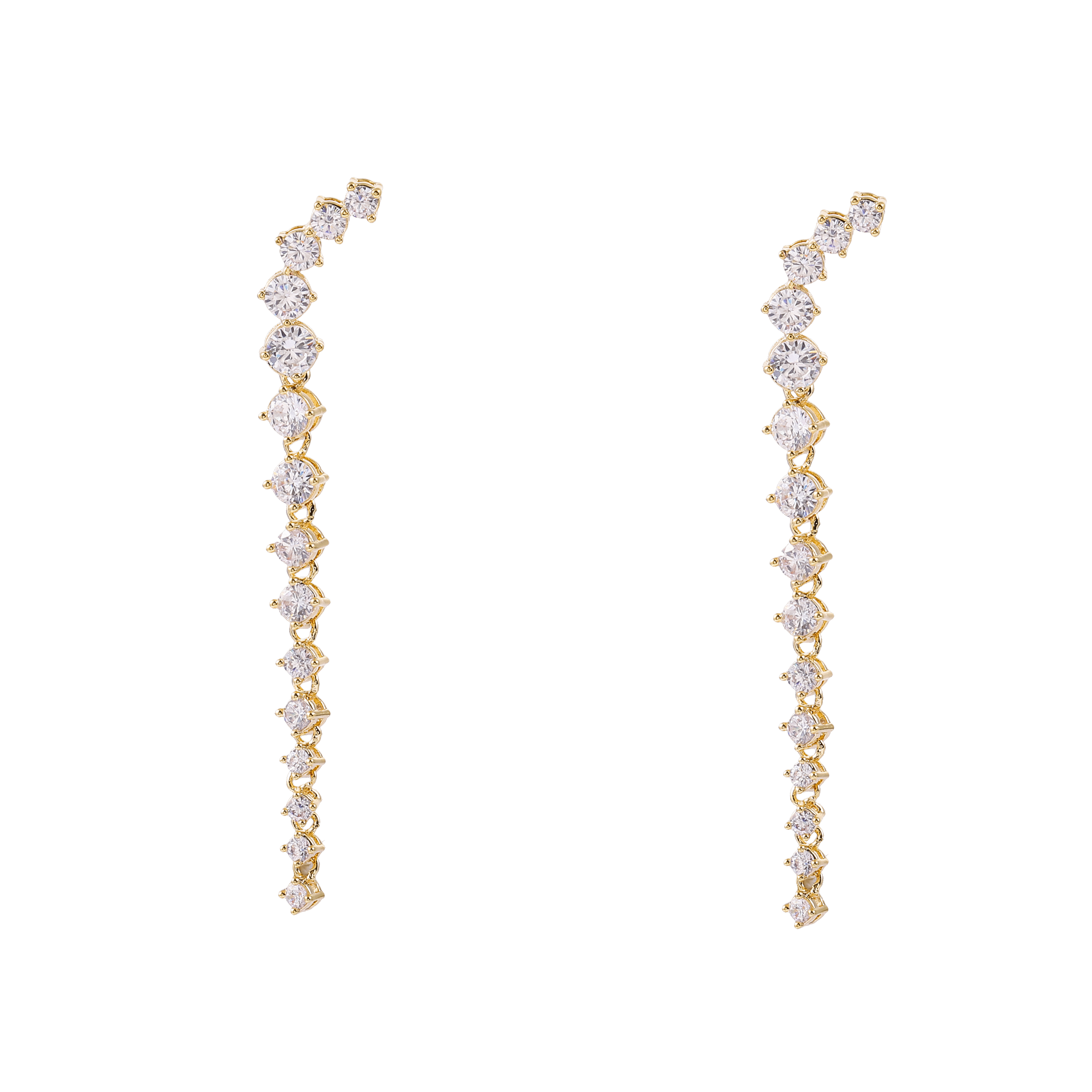 S Shape Cubic Zirconia Long Drop Earrings - 图片 3