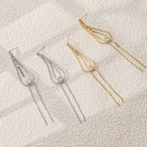 Teardrop Zircon Long Tassel Drop Earrings
