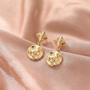 Two-Tier Geometric Gold Drop Earrings