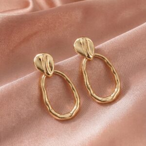 Organic Textured Gold Dangle Earrings