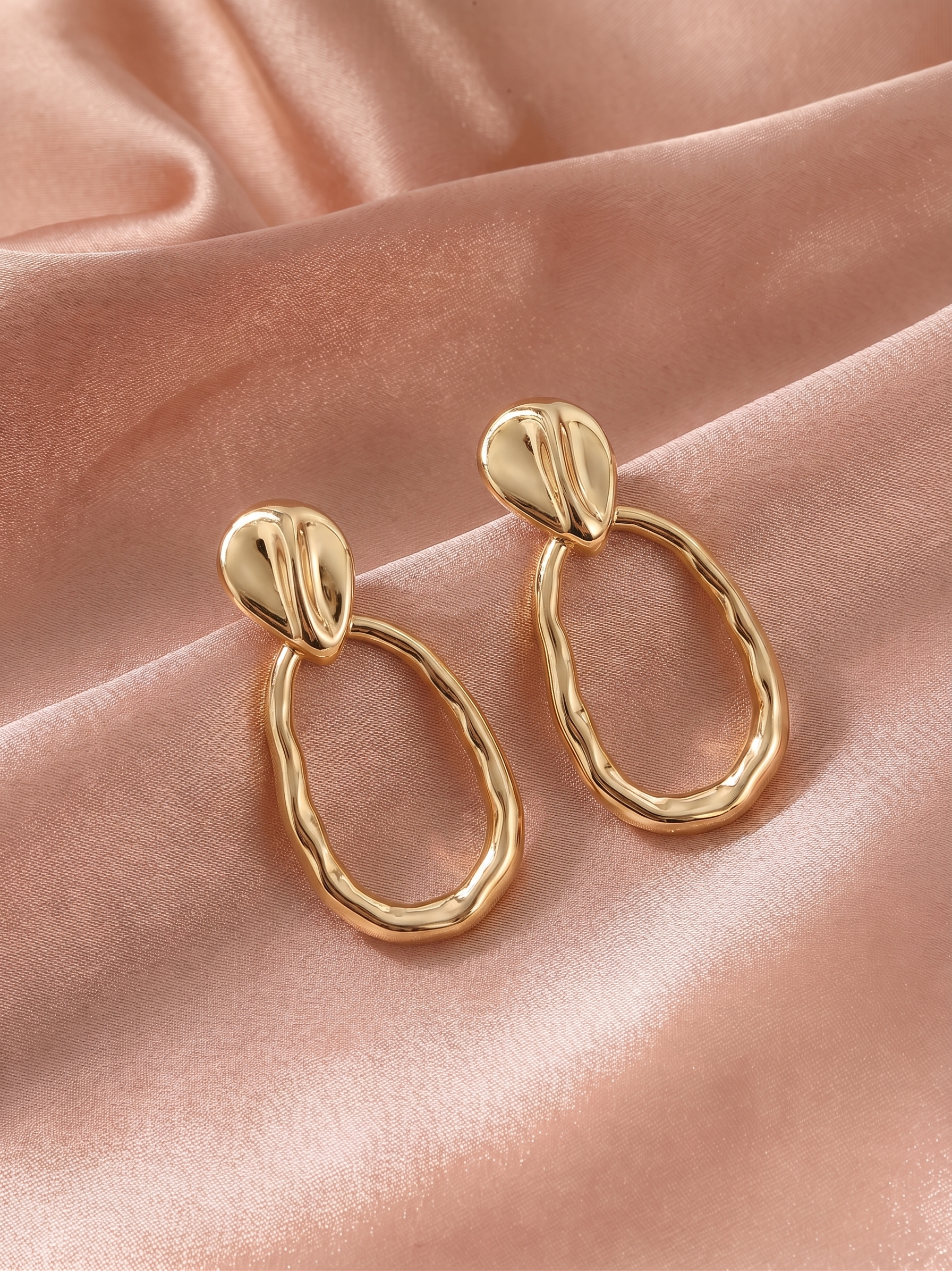 Organic Textured Gold Dangle Earrings
