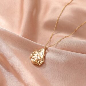 Minimalist Raw Texture Gold Drop Necklace
