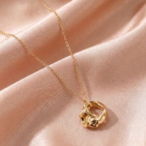Abstract Distorted Hoop Minimalist Gold Necklace