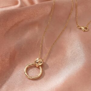 Minimalist Two-Tier Wavy Ring Gold Snake Chain Necklace