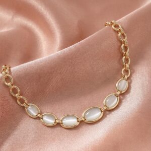 Minimalist Mother of Pearl Oval Link Gold Choker Necklace