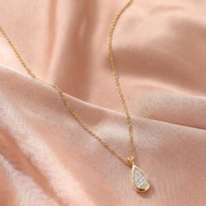 Dainty Teardrop Crystal Gold Thin Chain Necklace For Women
