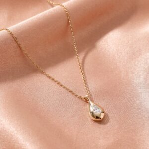 Bezel Set Teardrop Crystal Thin Gold Chain Necklace