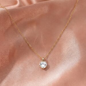 Single Diamond Thin Gold Clavicle Necklace