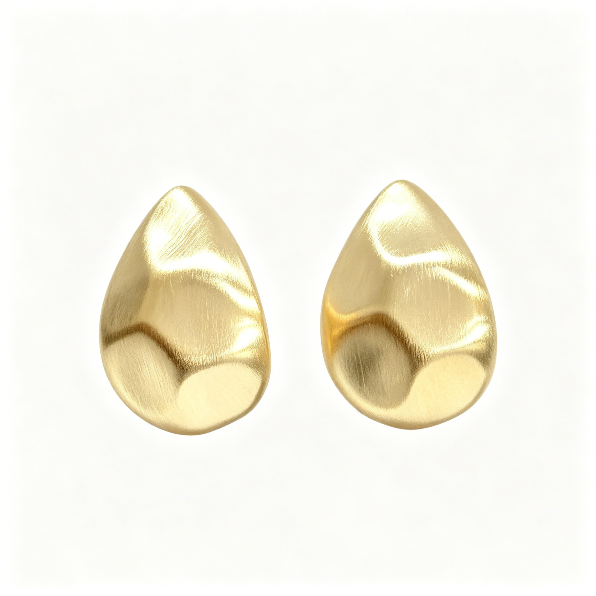 Matte Smooth Teardrop Metal Stud Earrings