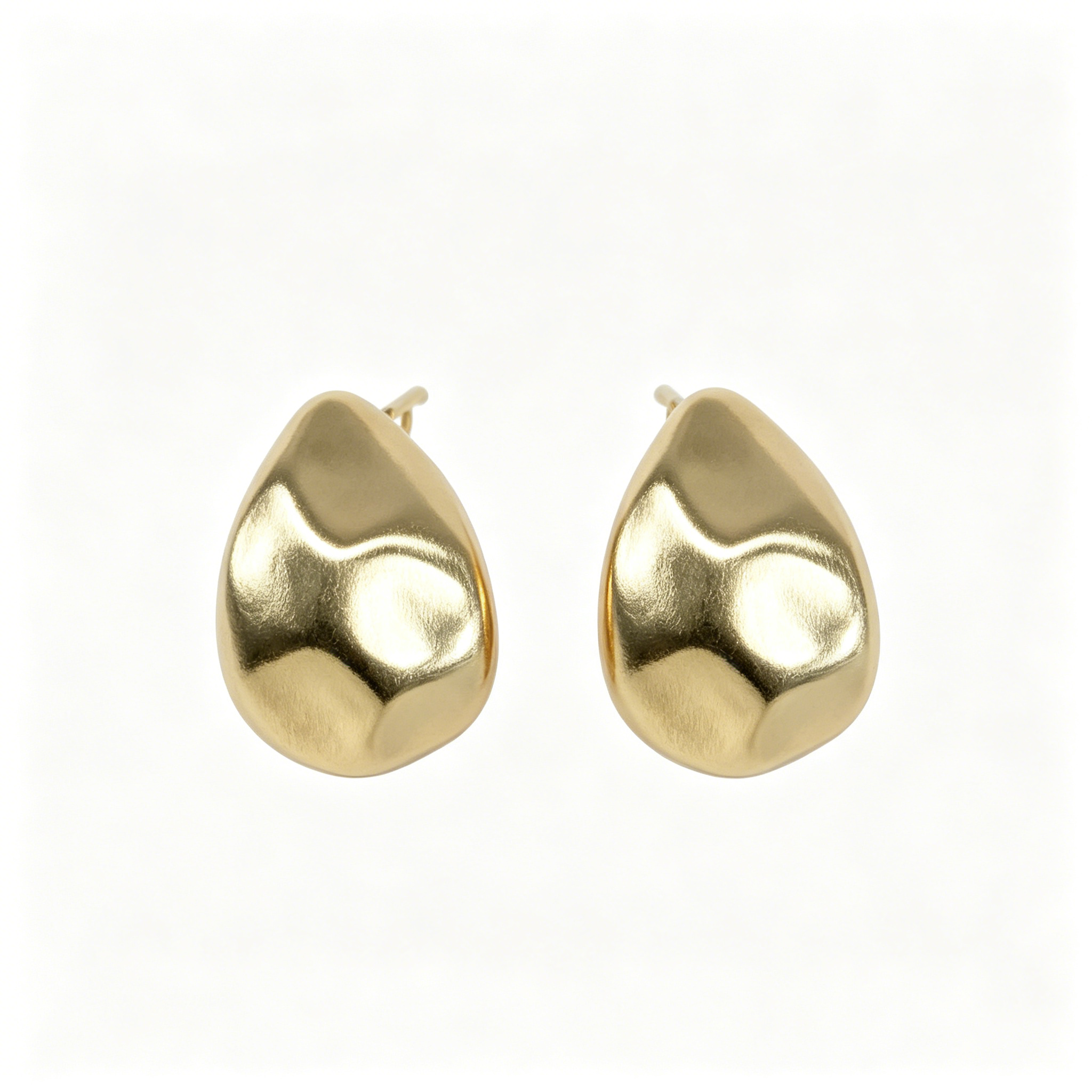 Matte Smooth Teardrop Metal Stud Earrings - 图片 3
