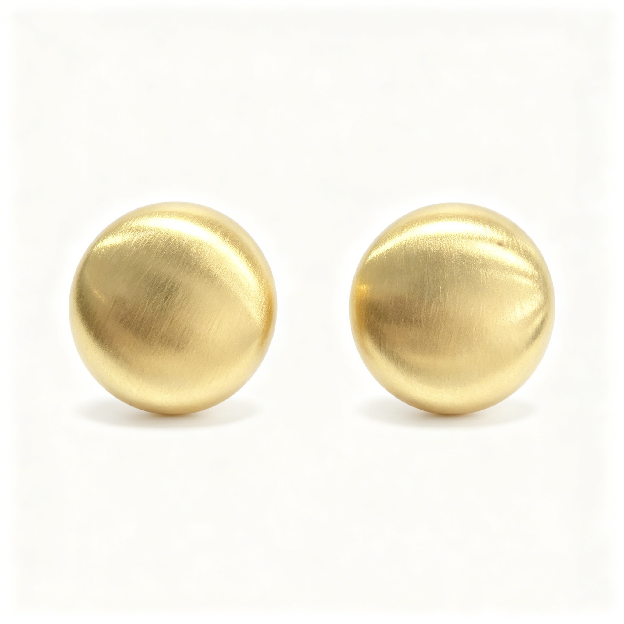 Matte Round Gold Bean Stud Earrings - 图片 2