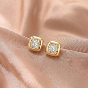 Square Paved Zircon Stud Earrings
