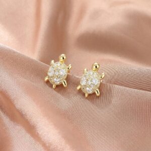 Full Pave Zircon Turtle Stud Earrings