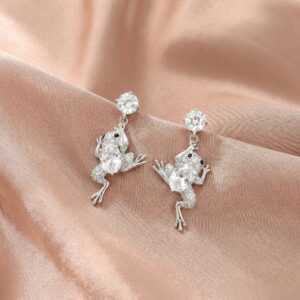 Full Pave Zircon Frog Drop Earrings