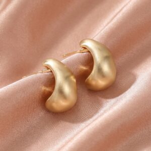 Matte C-Shape Crescent Metal Stud Earrings