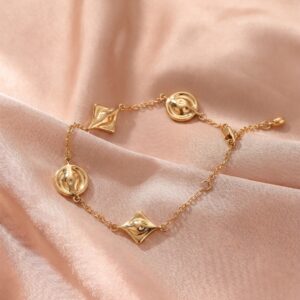 Minimalist Multi-Charm Adjustable Gold Bracelet