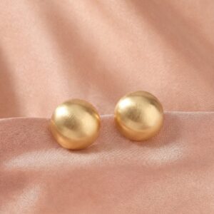 Matte Round Gold Bean Stud Earrings
