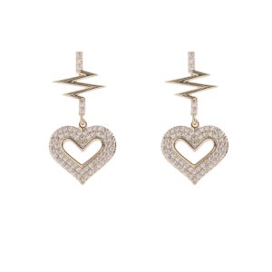 Lightning Hollow Heart Zircon Dangle Earrings