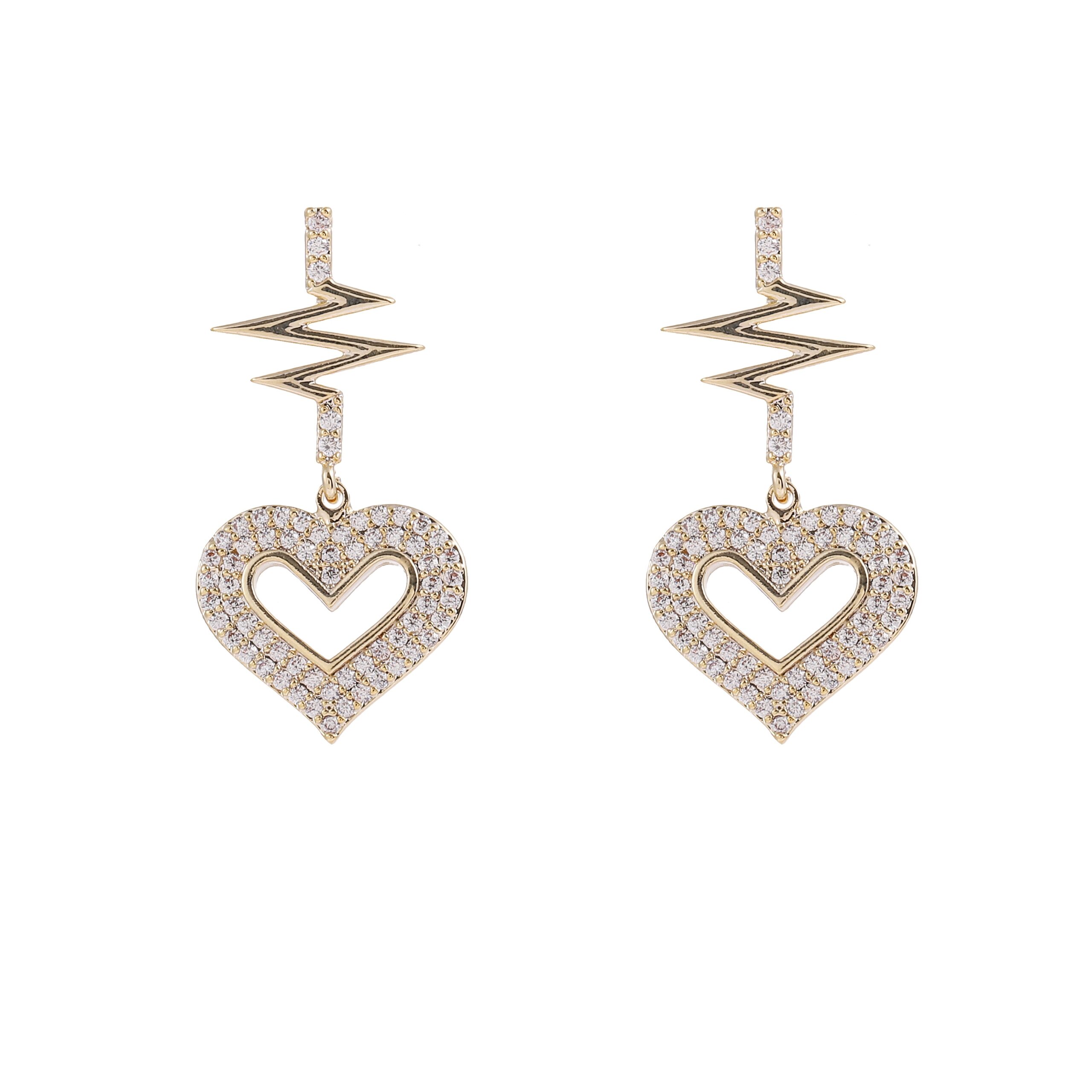 Lightning Hollow Heart Zircon Dangle Earrings