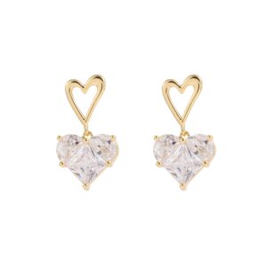 Bow‑knot Heart Zircon Drop Earrings