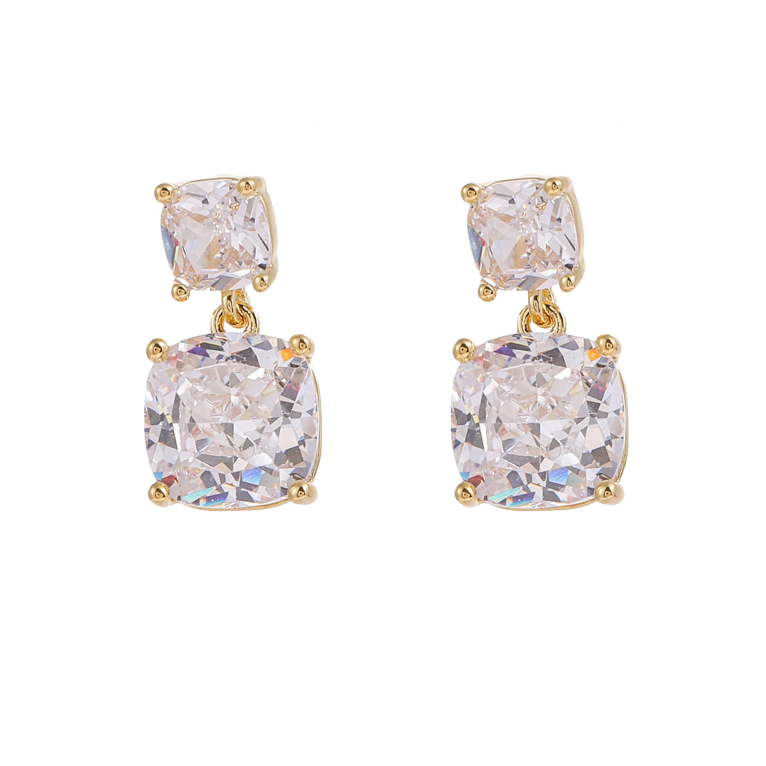 Rectangular Trapezoid Zircon Stud Earrings