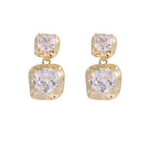 Square Zircon Snap‑on Stud Earrings