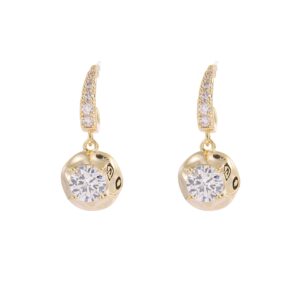 Spiral Arm Halo Round Zircon Hook Earrings
