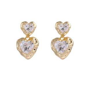 Double‑Layer Heart Zircon Stud Earrings