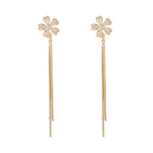 Bowknot Tassel Threader Earrings Minimal Long Drop Ear Wire Jewelry