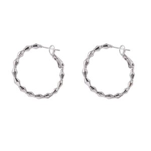 Twisted Texture Silver Large Hoop Earrings