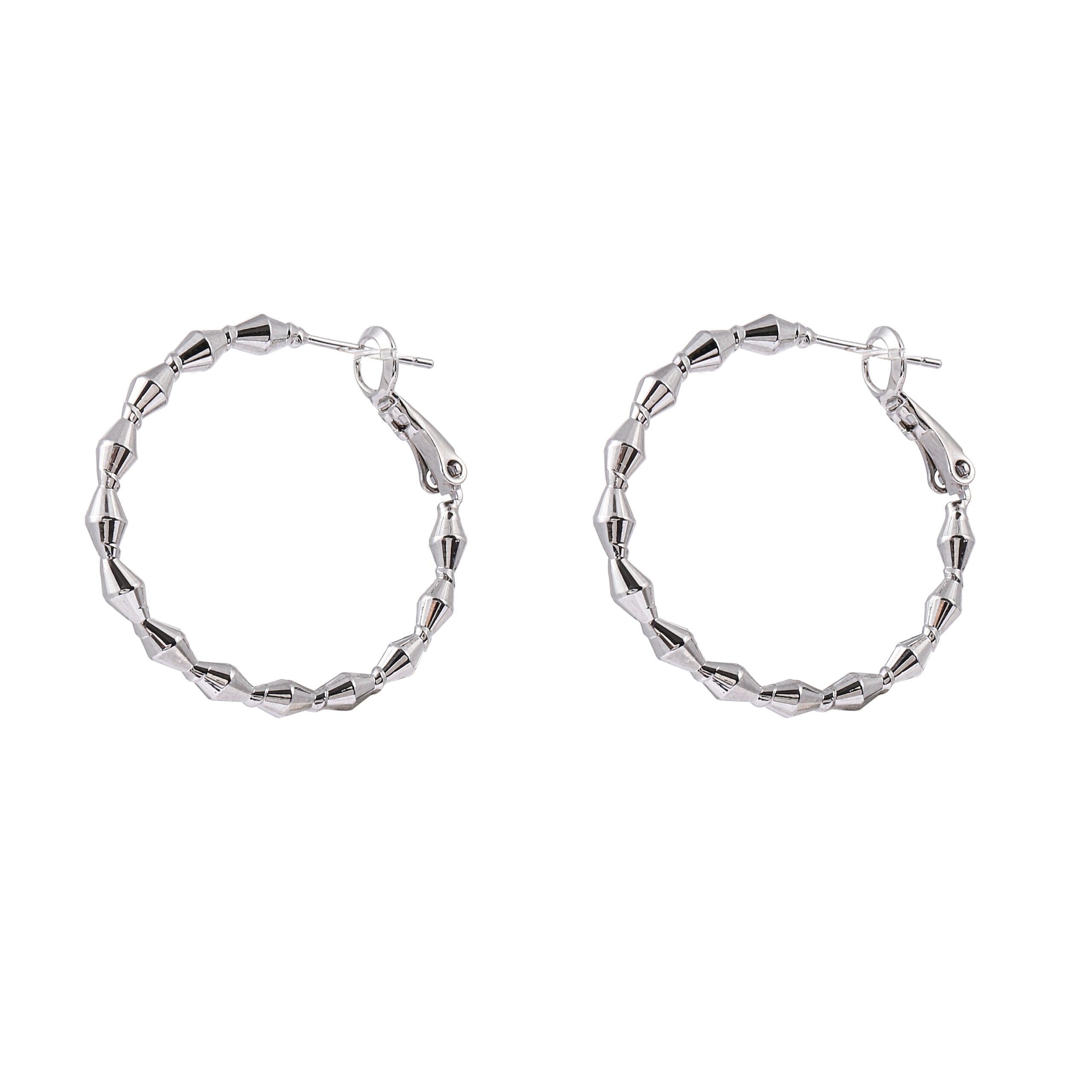 Twisted Texture Silver Large Hoop Earrings