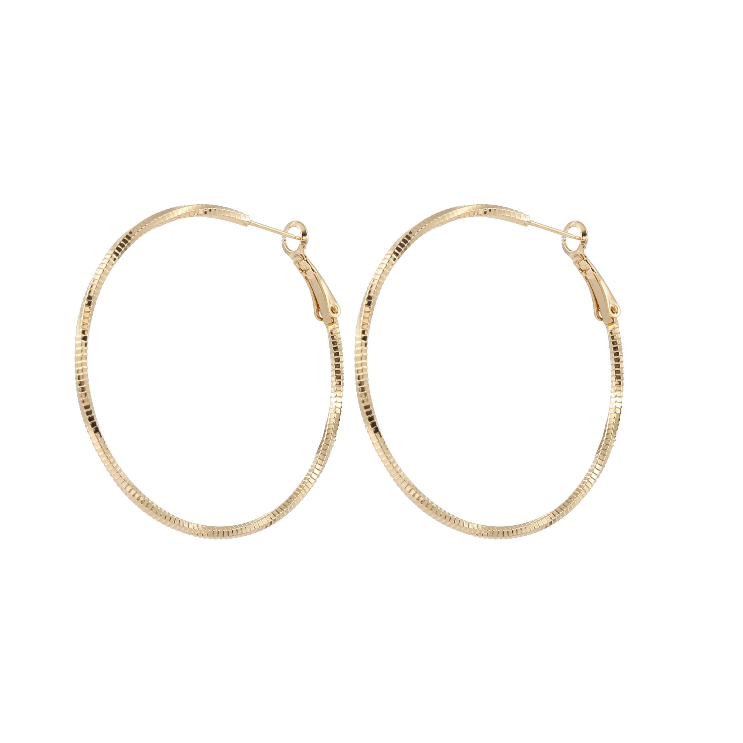 Thin Snake Texture Gold Large Hoop Earrings