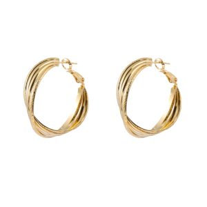Intertwined Twisted Multi-Layer Gold Hoop Earrings