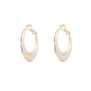 Chunky Polished Gold Crescent Hoop Earrings, Wide C Shape Open Hoops