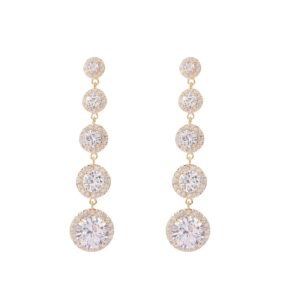 Round Graduated Zircon Linear Drop Earrings