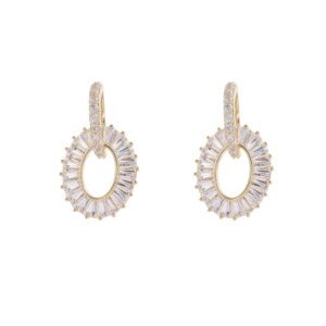 Oval Step Stone Wrap Stud Earrings