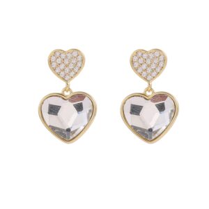 Double Layer Heart Zircon Stud Earrings