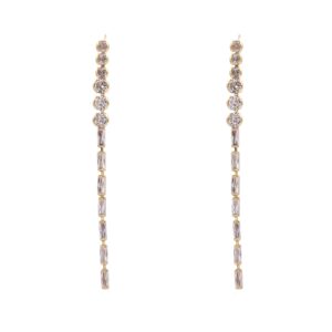 Curved Paved Zirconia Long Stud Earrings