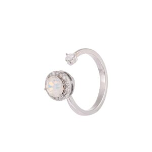 Round Micro Pave Zircon Adjustable Open Ring