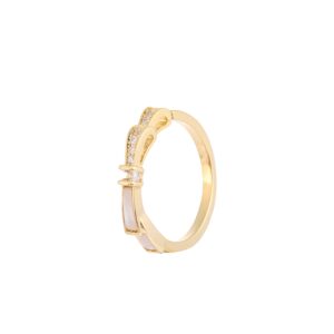 Gold Tone Baguette Cubic Zirconia Belt Buckle Open Ring